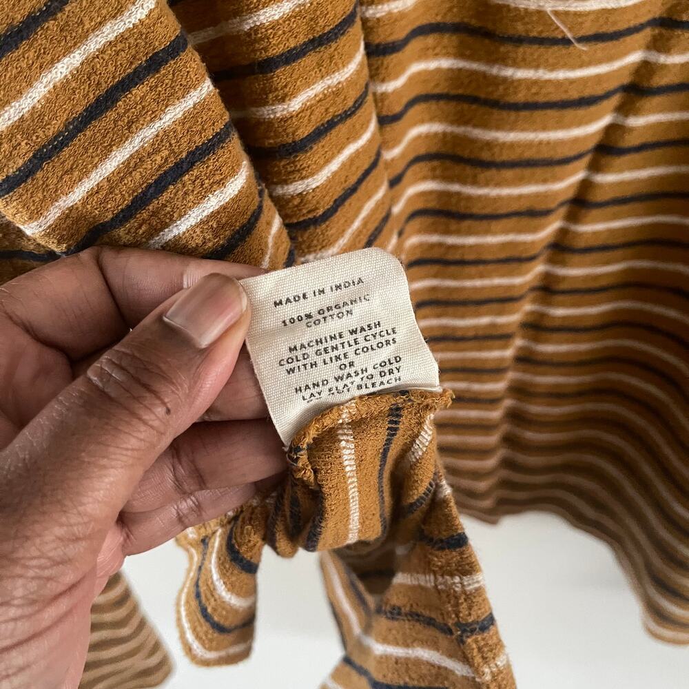 WVN For You Womens L Riki Stripe Sweater Golden Brown Boxy Organic Cotton - Picture 7 of 11